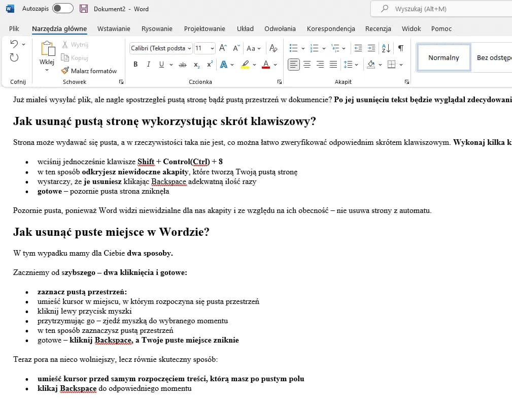 Jak usunąć sieroty w Wordzie i poprawić formatowanie dokumentu