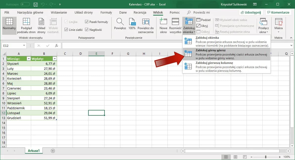 Jak zablokować wiersz w Excelu, aby nie stracić ważnych danych